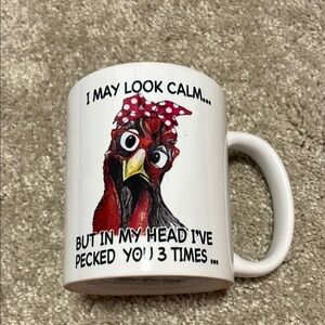 Funny Chicken Mug with Red Accents